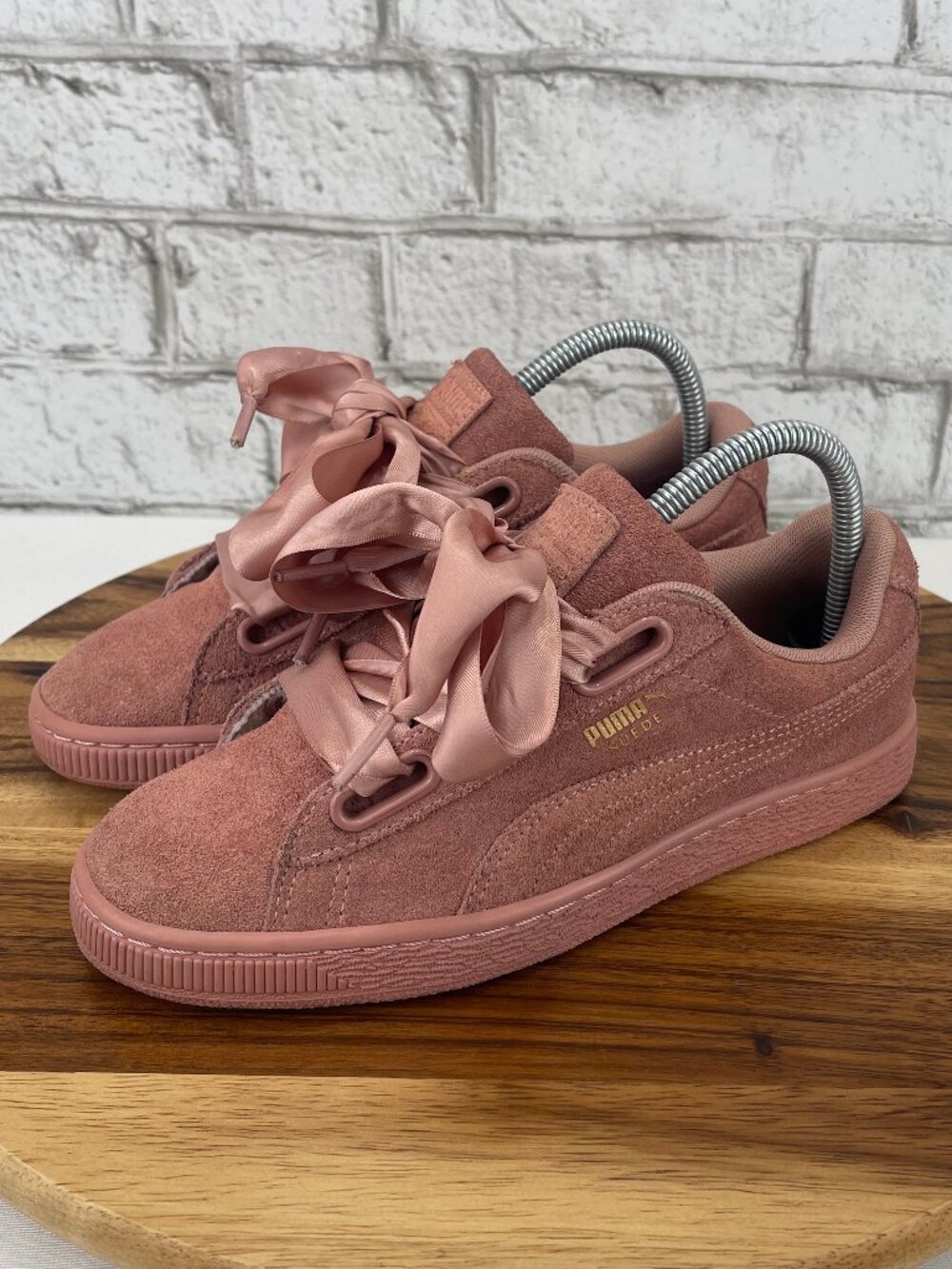Puma Suede Heart Satin II 36408403 Womens 6.5 Pink Suede Sneakers Shoes